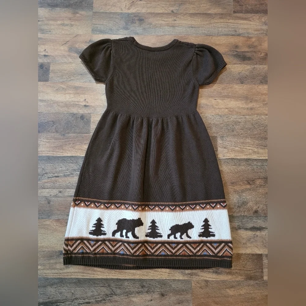 Gymboree Kid's Intarsia Brown Bear Montana Mountain Sweater Dress Size 12